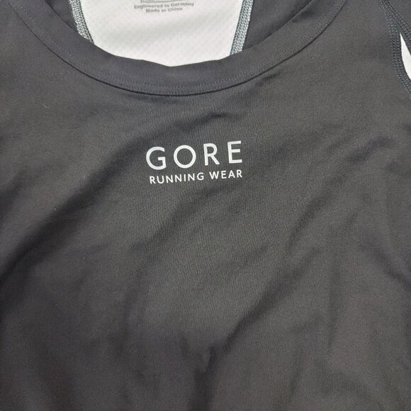 Gore Running Wear Shirt Mens Sz Medium M Black Base Layer Polyester Black White - Picture 2 of 7